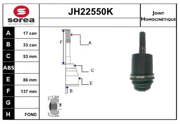 SNRA JH22550K Joint kit, drive shaft JH22550K