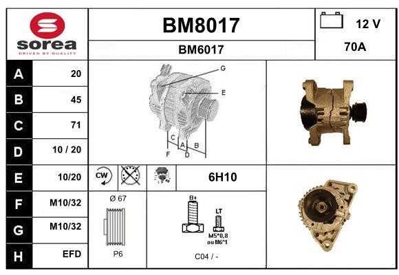 SNRA BM8017 Alternator BM8017