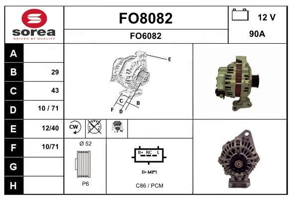 SNRA FO8082 Alternator FO8082
