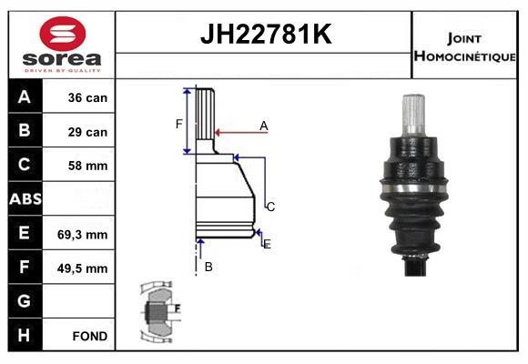 SNRA JH22781K Joint kit, drive shaft JH22781K