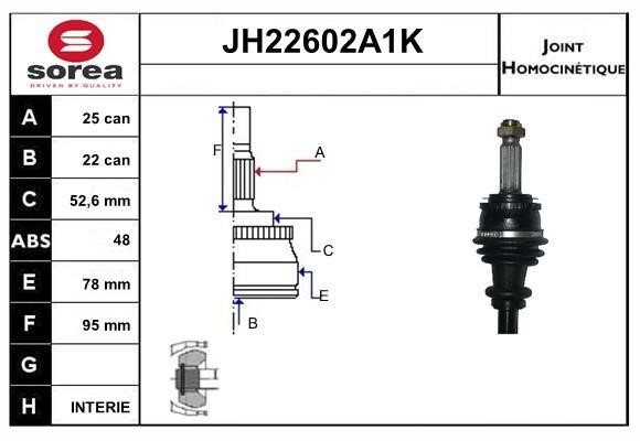 SNRA JH22602A1K Joint Kit, drive shaft JH22602A1K