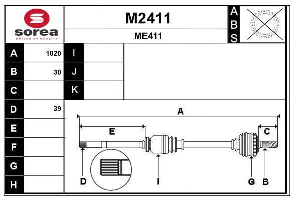 SNRA M2411 Drive shaft M2411