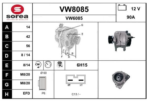 SNRA VW8085 Alternator VW8085