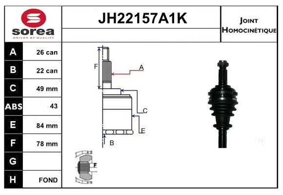 SNRA JH22157A1K Joint Kit, drive shaft JH22157A1K
