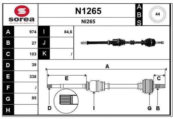 SNRA N1265 Drive shaft N1265