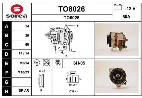 SNRA TO8026 Alternator TO8026