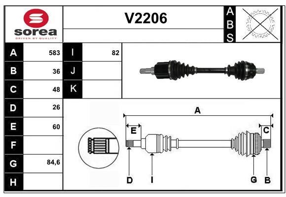 SNRA V2206 Drive shaft V2206