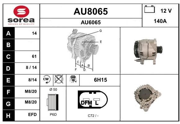 SNRA AU8065 Alternator AU8065