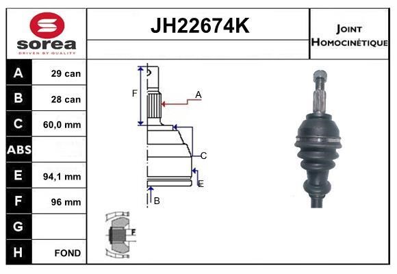 SNRA JH22674K Joint kit, drive shaft JH22674K