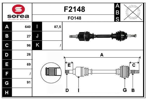 SNRA F2148 Drive shaft F2148