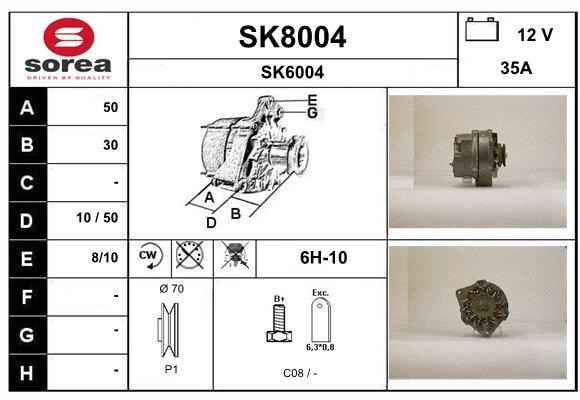 SNRA SK8004 Alternator SK8004
