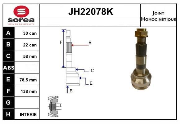 SNRA JH22078K CV joint JH22078K