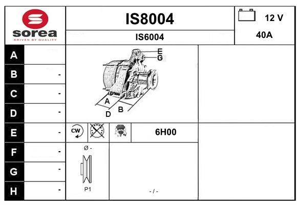 SNRA IS8004 Alternator IS8004