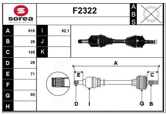 SNRA F2322 Drive shaft F2322