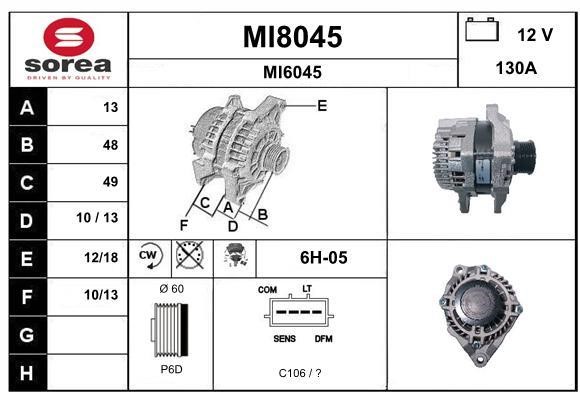 SNRA MI8045 Alternator MI8045
