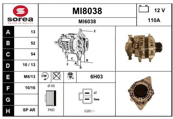 SNRA MI8038 Alternator MI8038