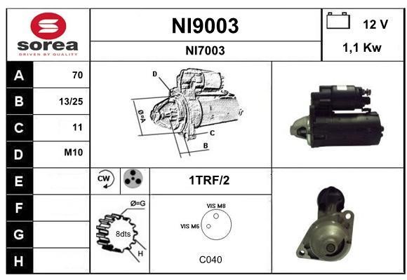 SNRA NI9003 Starter NI9003