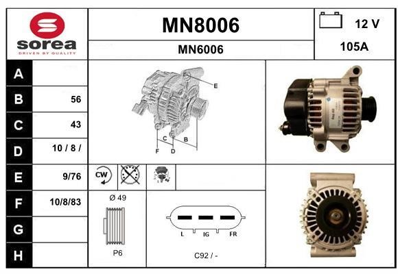SNRA MN8006 Alternator MN8006