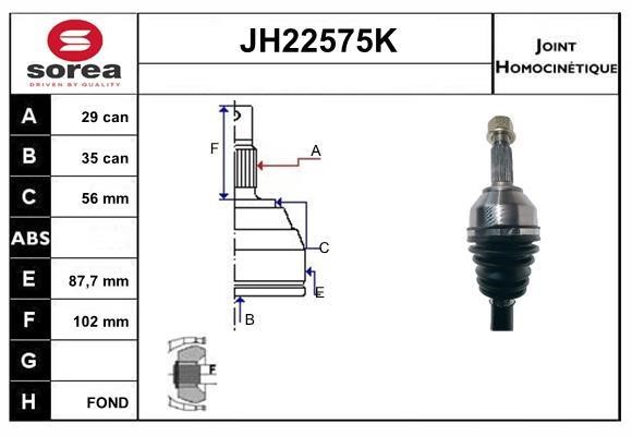 SNRA JH22575K Joint Kit, drive shaft JH22575K