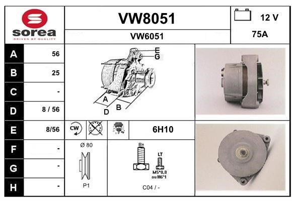 SNRA VW8051 Alternator VW8051