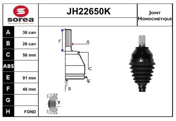 SNRA JH22650K Joint kit, drive shaft JH22650K