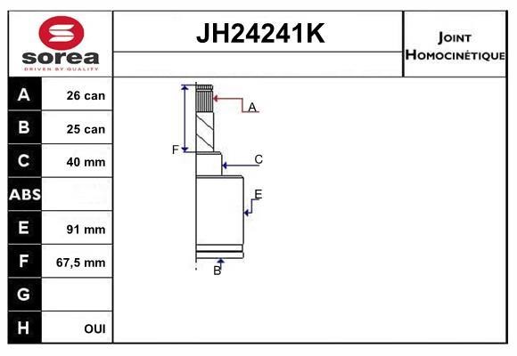 SNRA JH24241K Joint Kit, drive shaft JH24241K