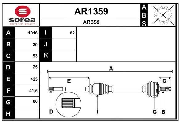 SNRA AR1359 Drive shaft AR1359