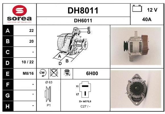 SNRA DH8011 Alternator DH8011