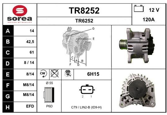 SNRA TR8252 Alternator TR8252
