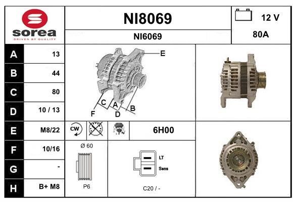 SNRA NI8069 Alternator NI8069