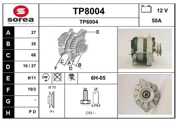 SNRA TP8004 Alternator TP8004