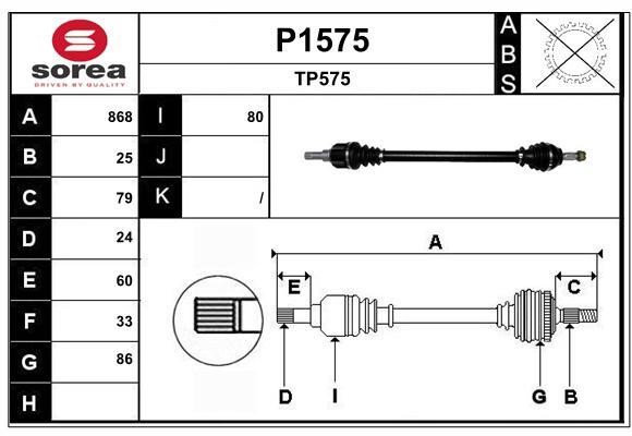 SNRA P1575 Drive shaft P1575