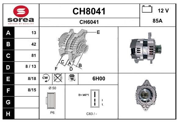 SNRA CH8041 Alternator CH8041