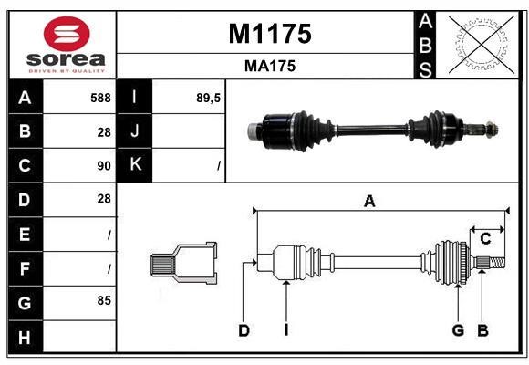 SNRA M1175 Drive shaft M1175