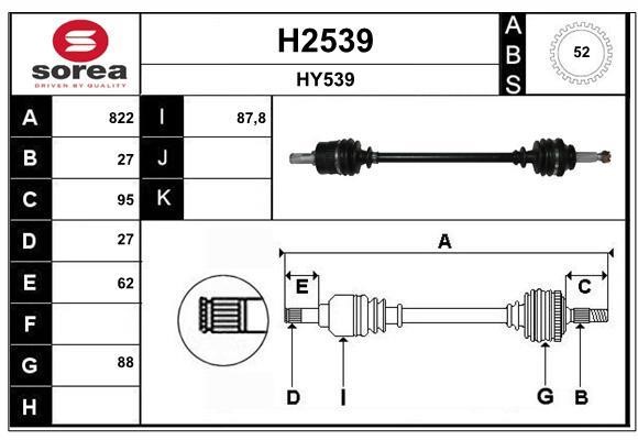 SNRA H2539 Drive shaft H2539