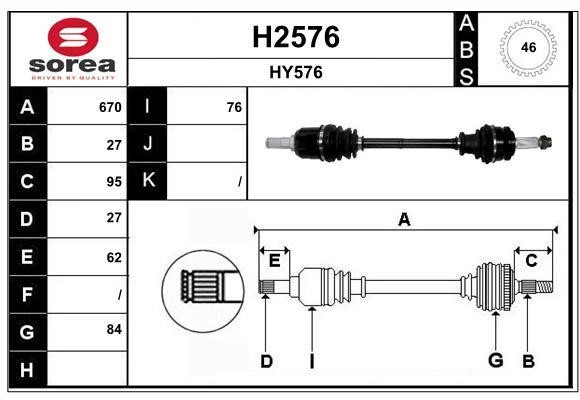 SNRA H2576 Drive shaft H2576