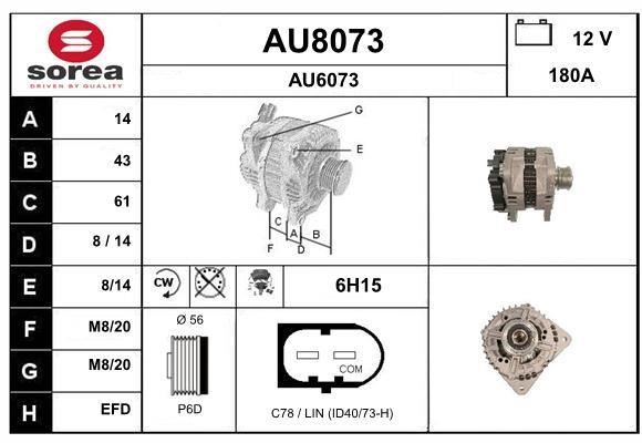 SNRA AU8073 Alternator AU8073