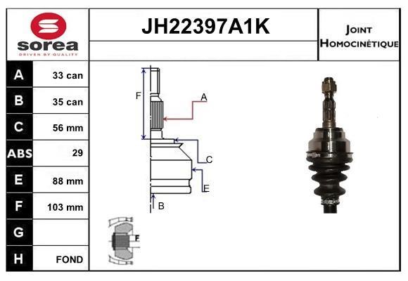 SNRA JH22397A1K Joint Kit, drive shaft JH22397A1K