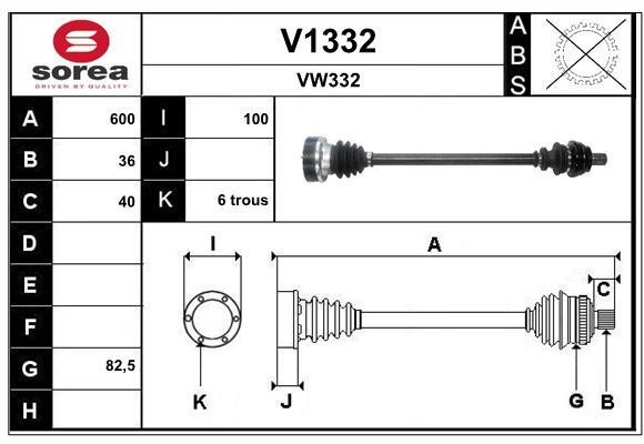 SNRA V1332 Drive shaft V1332