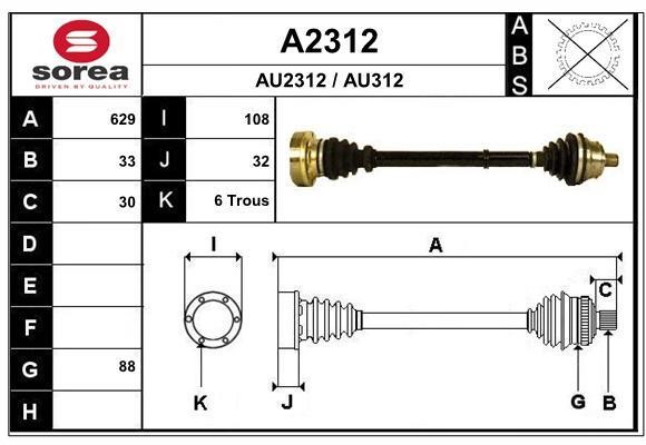 SNRA A2312 Drive Shaft A2312