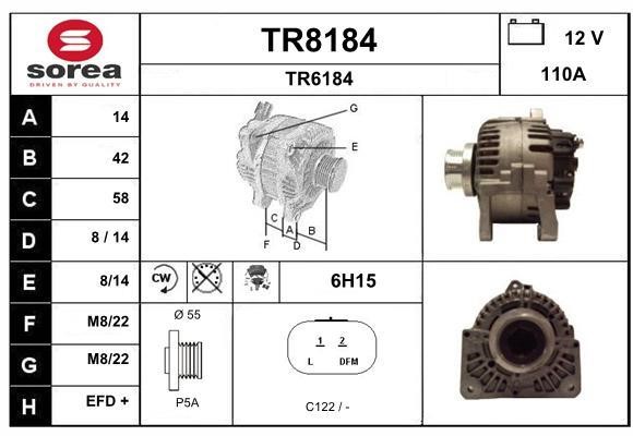 SNRA TR8184 Alternator TR8184