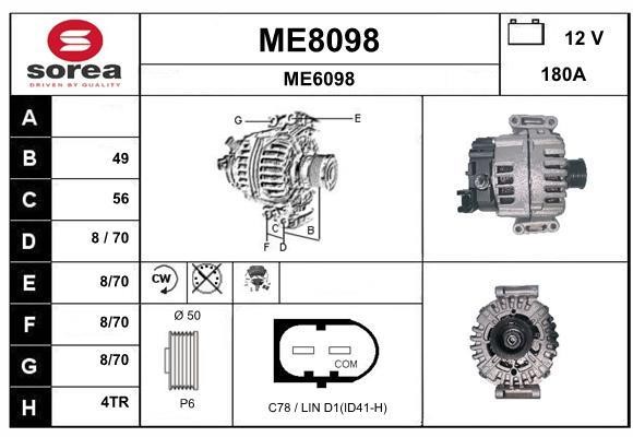 SNRA ME8098 Alternator ME8098