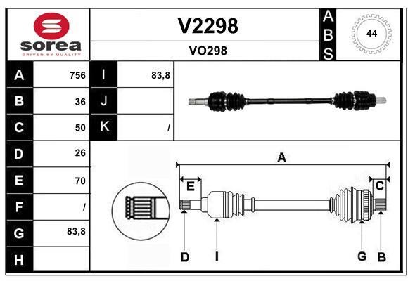 SNRA V2298 Drive shaft V2298