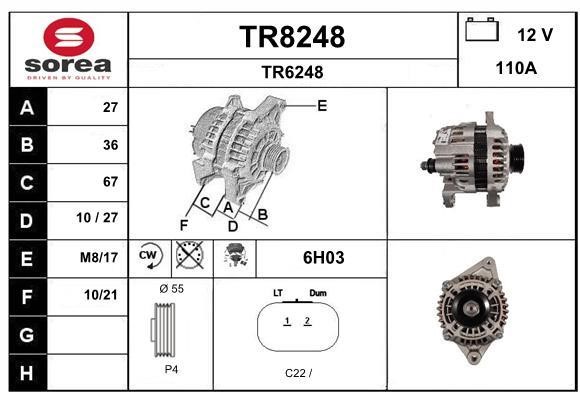 SNRA TR8248 Alternator TR8248