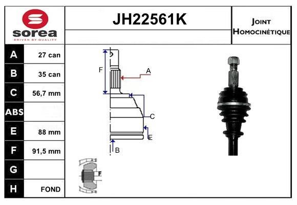 SNRA JH22561K Joint Kit, drive shaft JH22561K