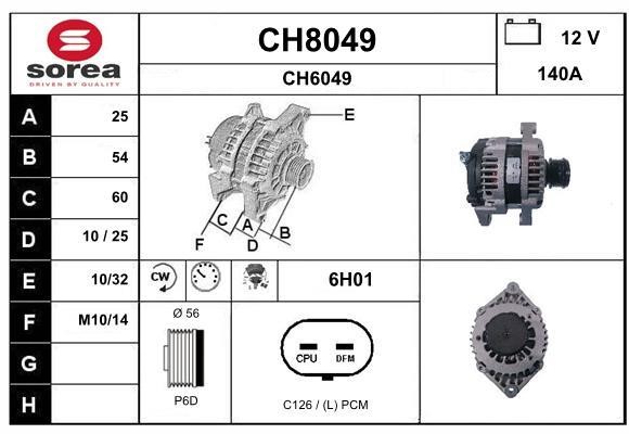 SNRA CH8049 Alternator CH8049