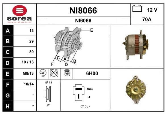 SNRA NI8066 Alternator NI8066