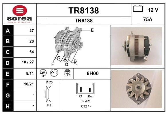 SNRA TR8138 Alternator TR8138