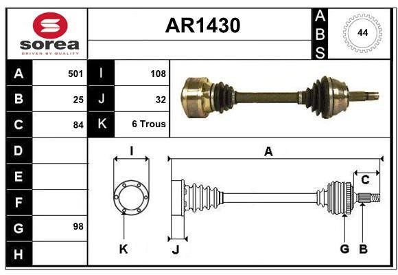 SNRA AR1430 Drive shaft AR1430
