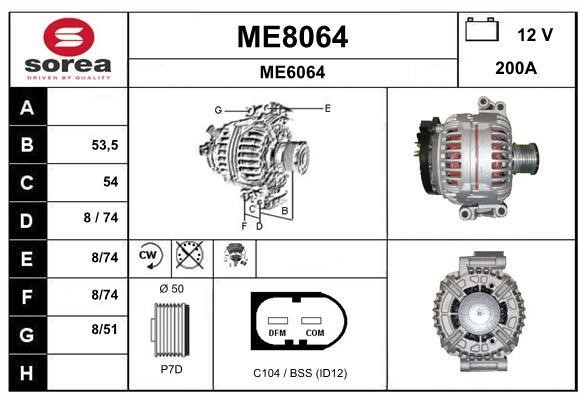 SNRA ME8064 Alternator ME8064